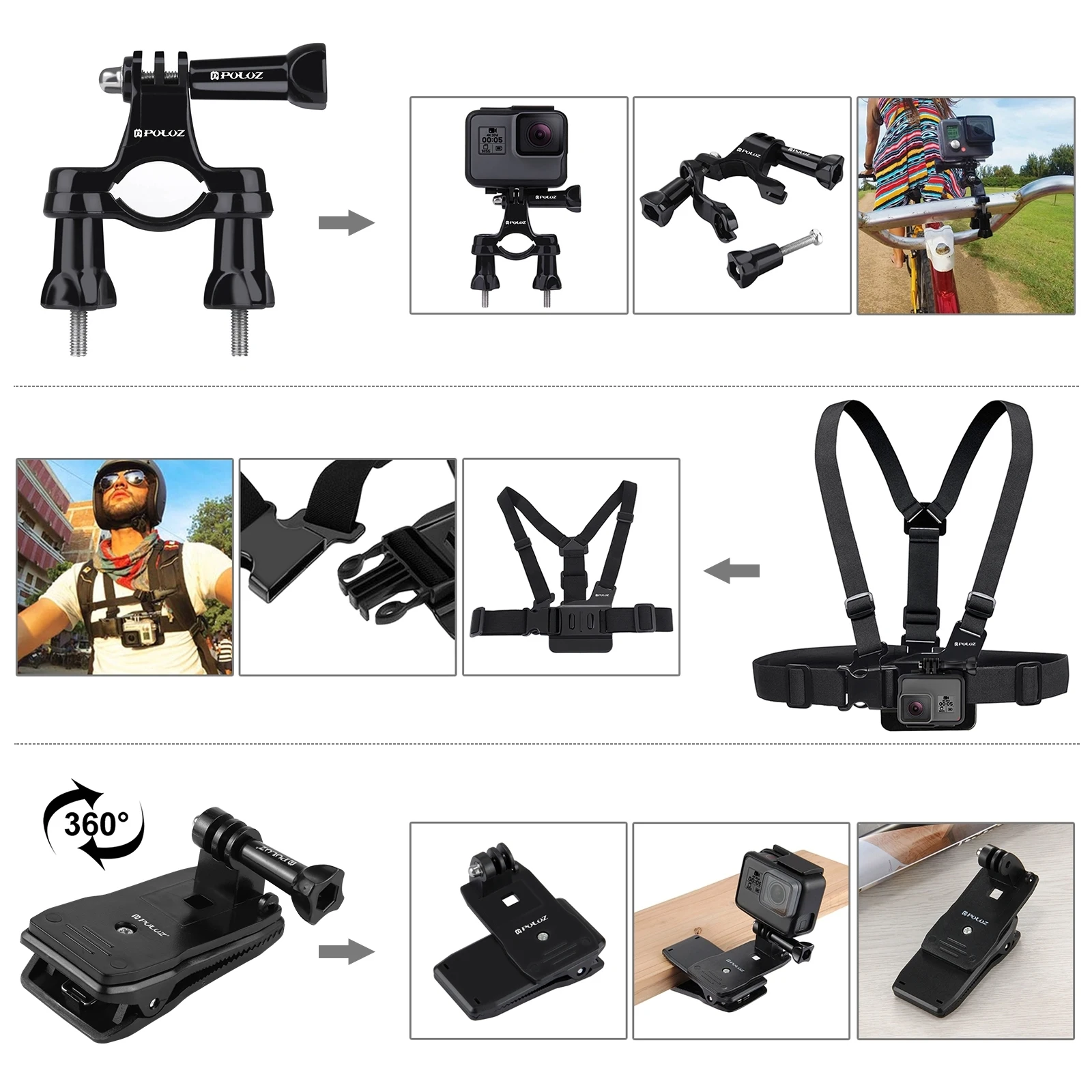 Imagem -04 - Puluz-conjunto de Acessórios para Câmera de Ação 50 em Gopro Hero Gopro Dji Osmo Câmeras Esportivas de Ação