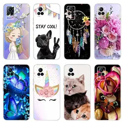 For Vivo V21E Case Soft Silicone Fundas Phone Cases For Vivo V21e V2061 V 21 E 21E Back Cover Cute Cartoon Painted Coque Housing