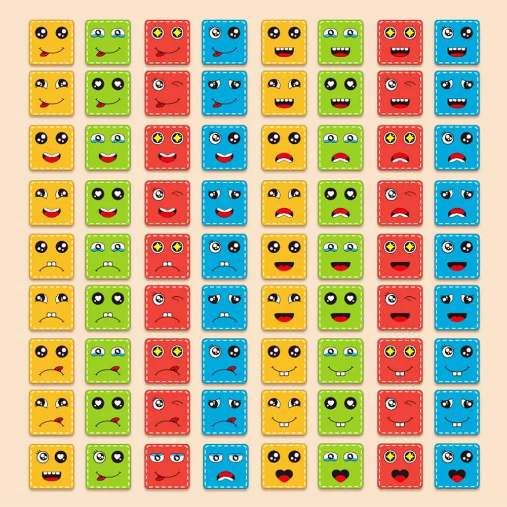 Wooden Face Changing Cube Toys Building Blocks for Cartoon Puzzle Montessori Jigsaw Educational Board Game Family Toys