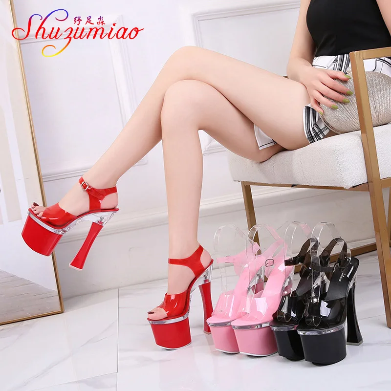 Summer New Women Crystal Shoes Female Model Stage Walking Show High-Heel 14CM 18CM Sandals Sexy Non-Slip Platform Ladies Shoes