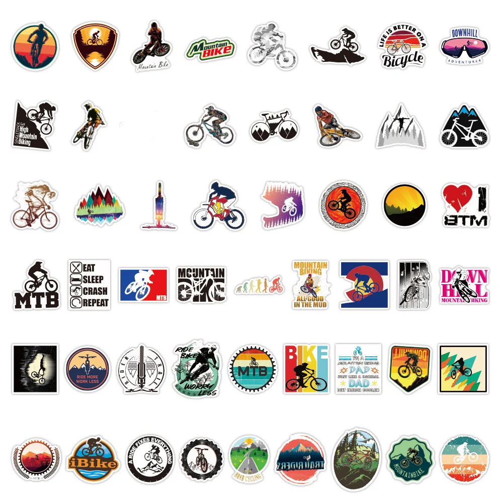 50PCS Mountain Bike Stickers Waterproof Outdoor MTB Bicycle Sticker Cool For DIY Laptop PC Phone Skateboard Luggage Pegatinas