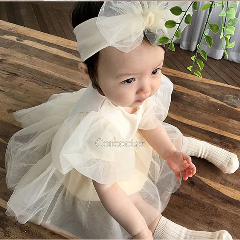 Vestido de princesa para niña recién nacida, ropa de algodón para fiesta de primer cumpleaños, boda, bautismo