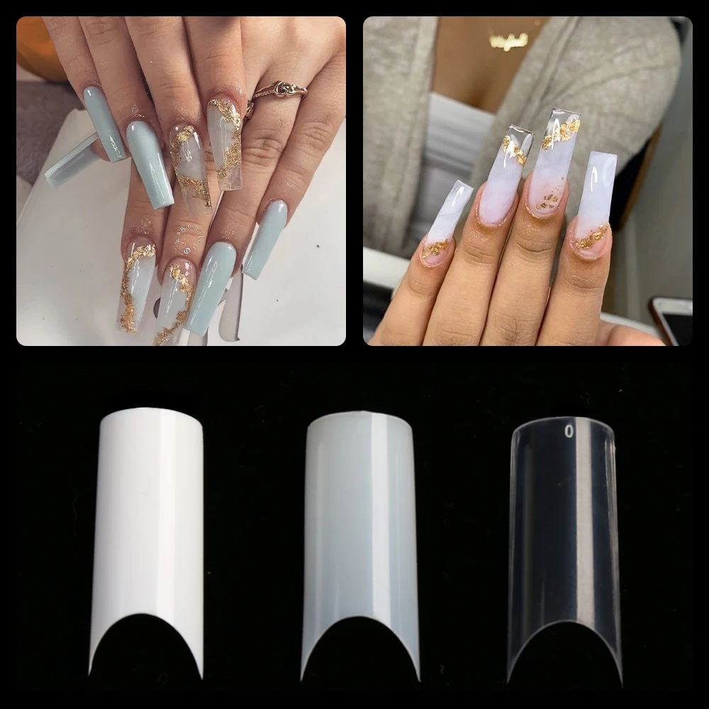 Square Fake Nail Tips Half Cover ABS Salon White French Finger False Nails Capsule Artificial Extension Manicure Design 10 sizes