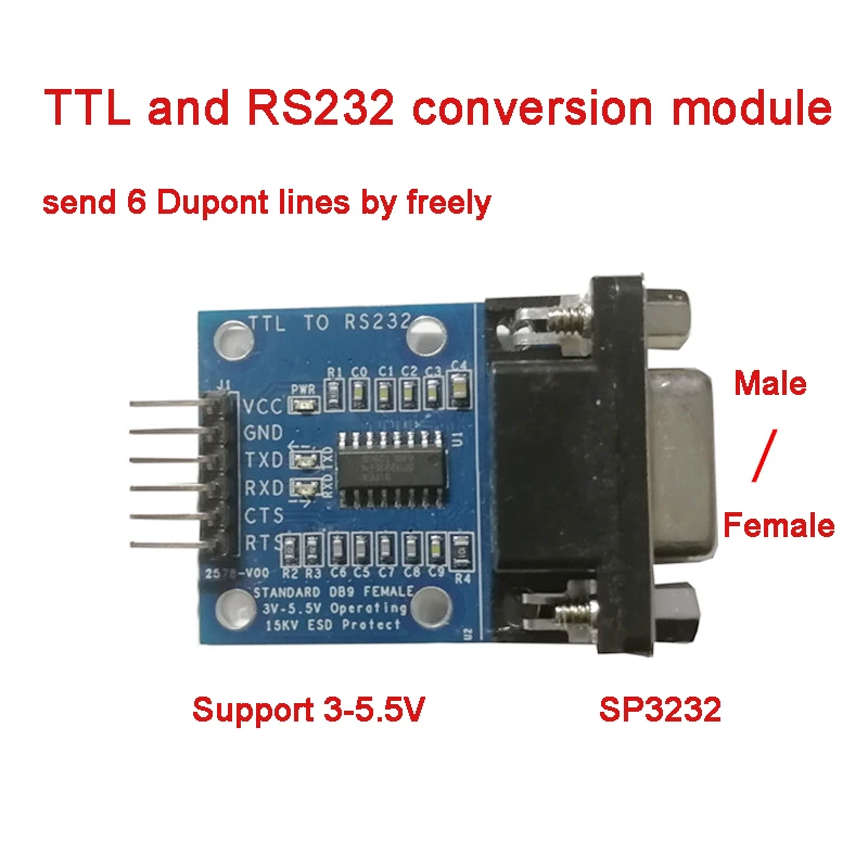 Serial Port Level Conversion SP3232 TTL to RS232 Mutual Conversion Male And Female RS232 to TTL Module