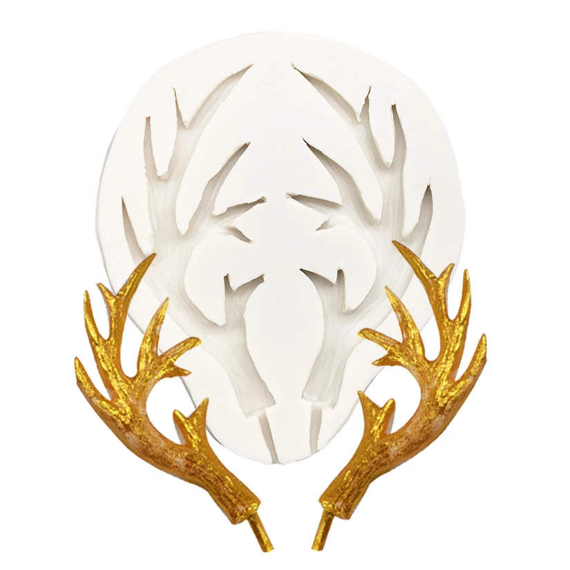 Christmas Reindeer Horn Silicone Sugarcraft Mold Resin Tools Cupcake Baking Mould Fondant Cake Decorating Tools