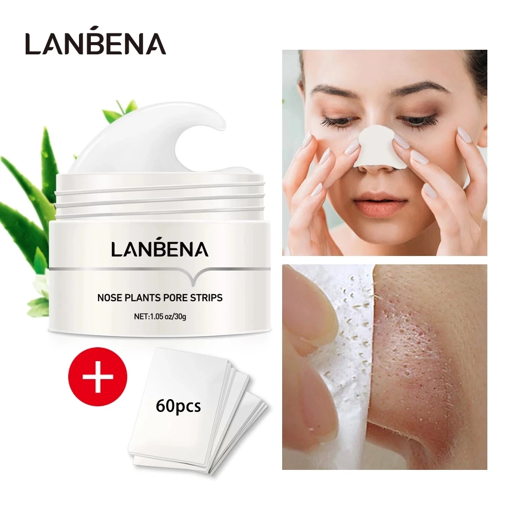 LANBENA-mascarilla Facial removedora de puntos negros, máscara de nariz, tira de poros, máscara negra, tratamiento de acné, exfoliación, limpieza