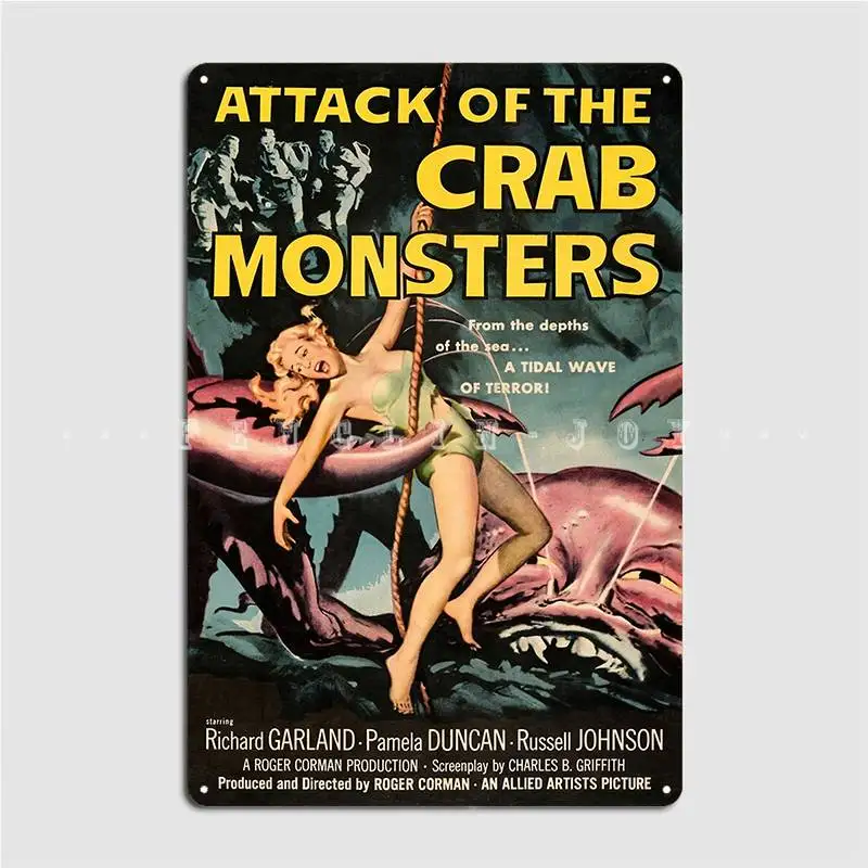 1957 Attack Of The Crab Monsters Movie Poster Metal Sign Wall Pub Poster Club Bar Custom Tin Sign Posters