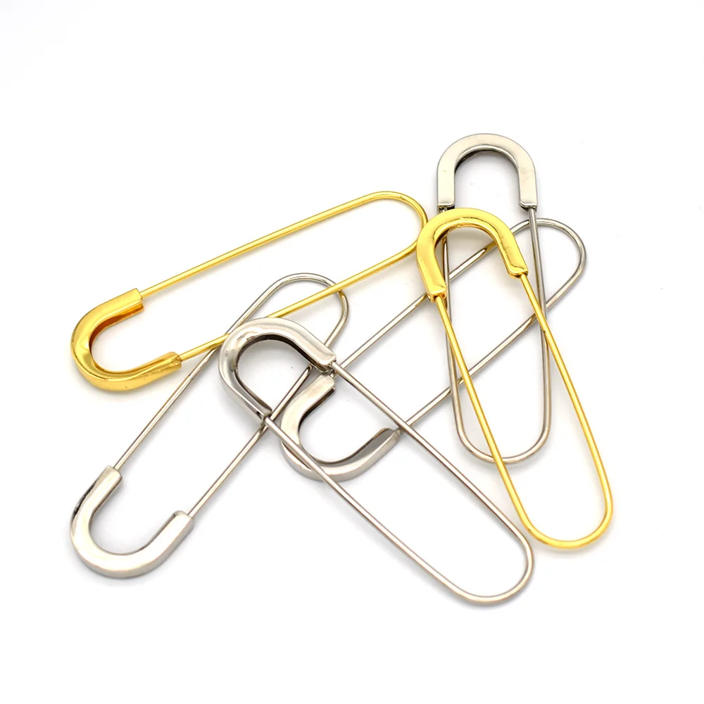 80mm Gold Safety pins Larger Safety Pins big pins kilt pin brooches Broochs metal safety pins-4pcs