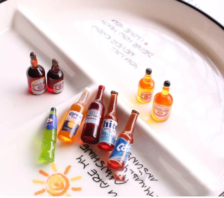 Resin Mini Wine Bottles Dollhouse Miniature Simulation Pretend Play Doll Food Drink Accessories