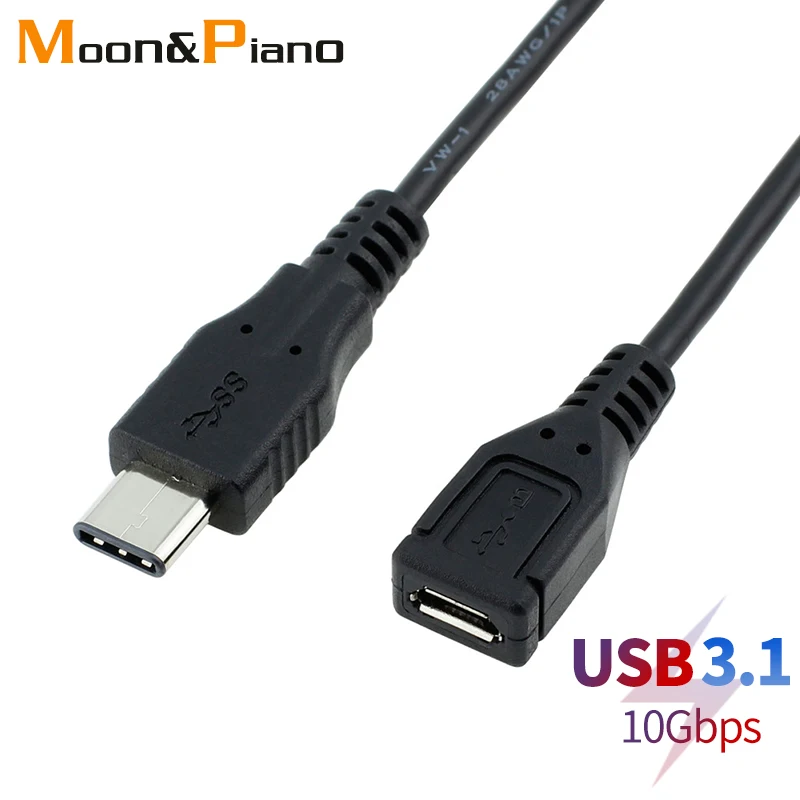 كابلات USB 3.1 من النوع c كابل تمديد من الذكور إلى الإناث من النوع C إلى سلك usb سلك أسود 1 متر لأجهزة الكمبيوتر المحمول الهاتف المحمول U Disk