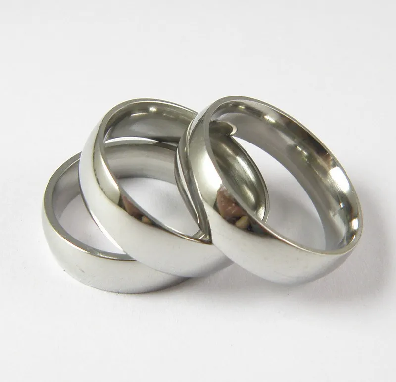 Simple Plain Titanium Steel Inner Ring Fine Polishing Stainless Steel Ring 2/4/6mm Ring Arc Wedding Rings For Women Fine Jewelry