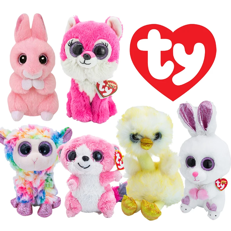 Ty Beanie Boos с большими глазами, единорог, кролик, Цыпленок, милая Рождественская плюшевая супер мягкая искусственная кукла, подарок для детей, 15 см