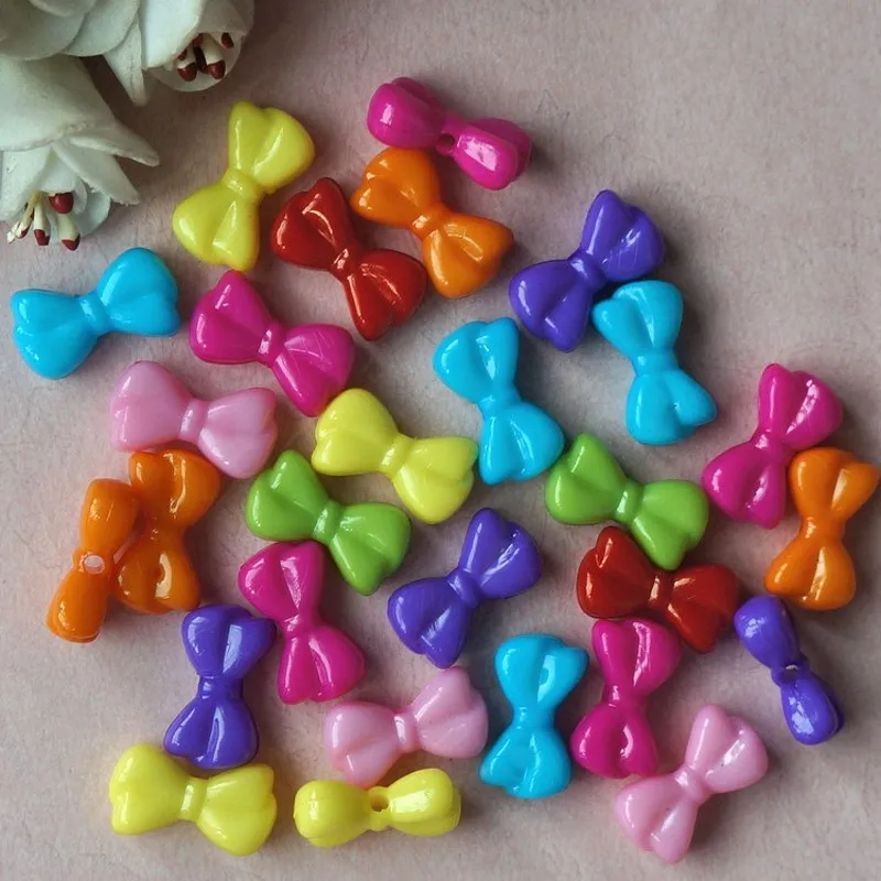 30Pcs 18*10mm Colorful Straight Hole Acrylic Bow Shape Beads For Jewelry Making DIY Bracelet Necklace Accessories