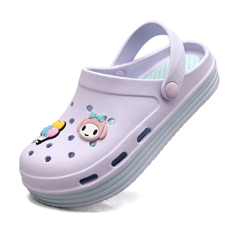 New Women Clogs Sandals Home Non-slip Summer Hole Shoes Female Flat slippers Plastic Female Girls Waterproof EVA Garden Shoes