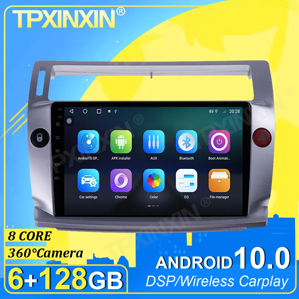 Android 13 6G+128G Carplay For Citroen C4 C-Triomphe C-Quatre 2004-2014 DSP Multimedia Player Radio Tape Recorder Video Navi GPS