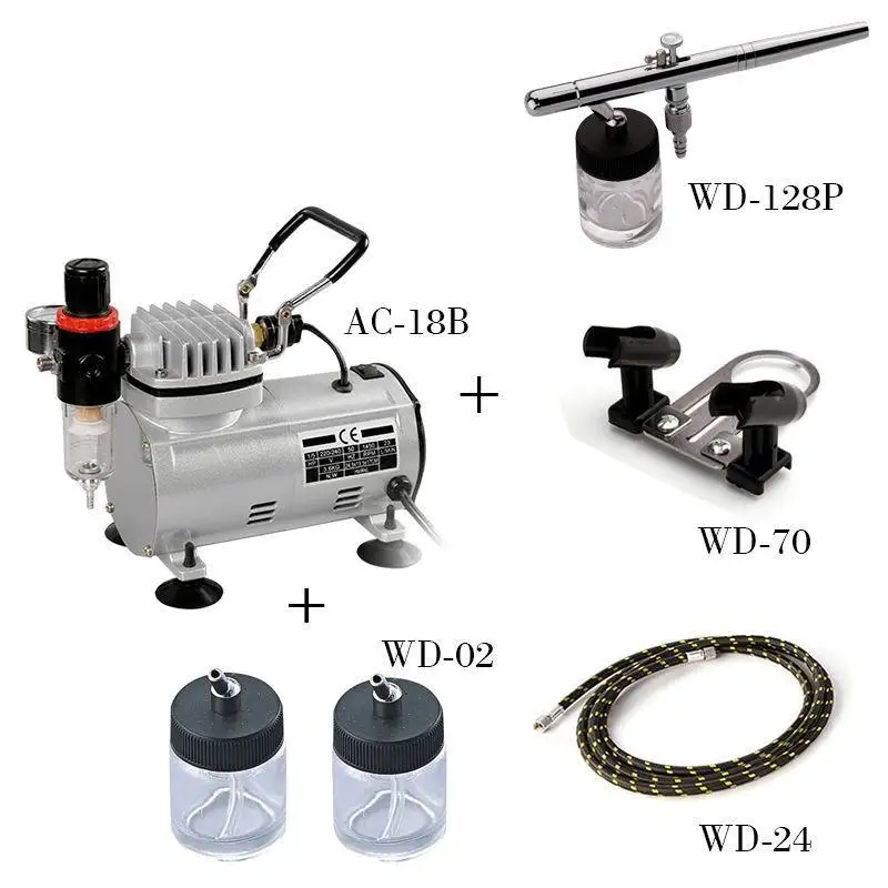 

Professional spray gun set with air compressor double acting hobby air brush set, tattoo nail paint