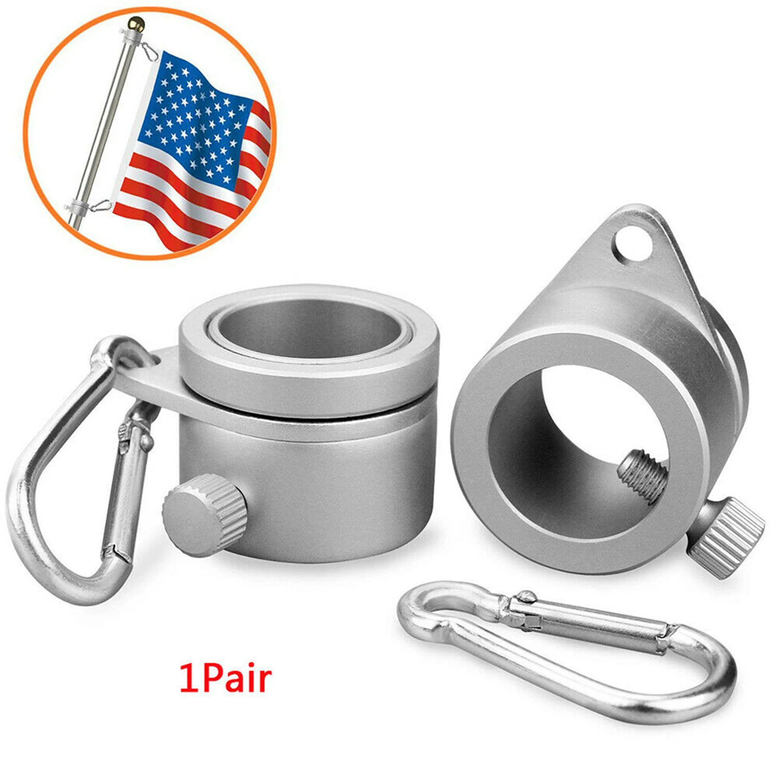 2/Set Flag Pole Rings Clip for 1 inch Dia. Mounting Ring Rotating Anti Wrap