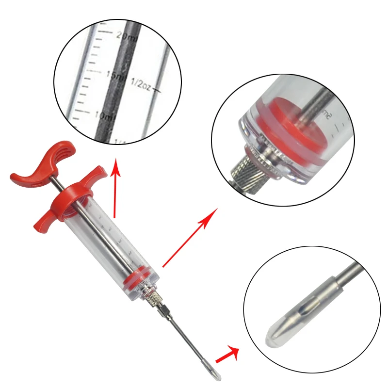 WALFOS high quality Professional Meat Marinade Injector Flavor Syringe For Poultry Turkey Chicken Grill Cooking BBQ Tool