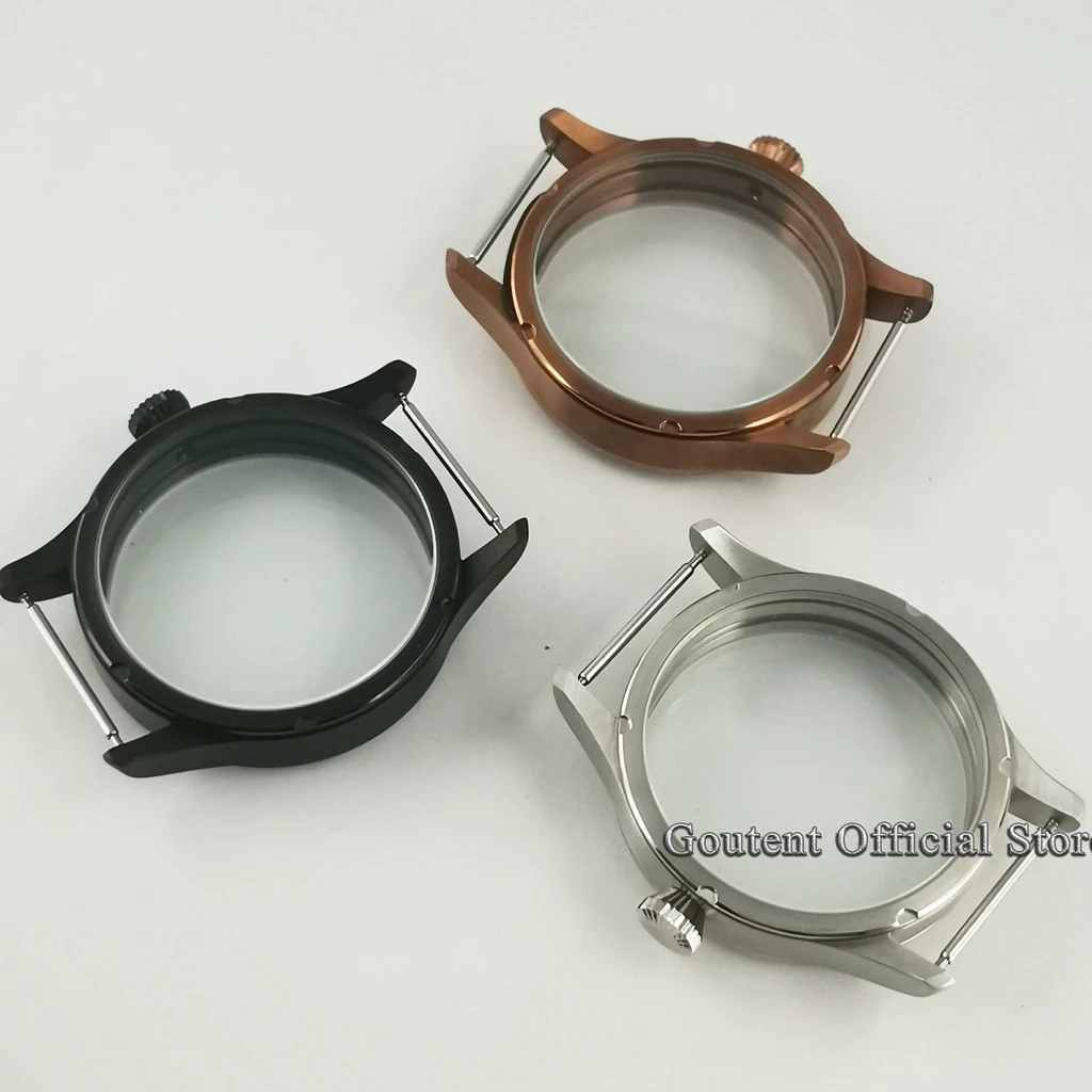 New Goutent 42mm Brushed Watch Case Sterile Steel Case Fit For ETA 6497,6498 Seagull ST3600 Movements Watch Parts