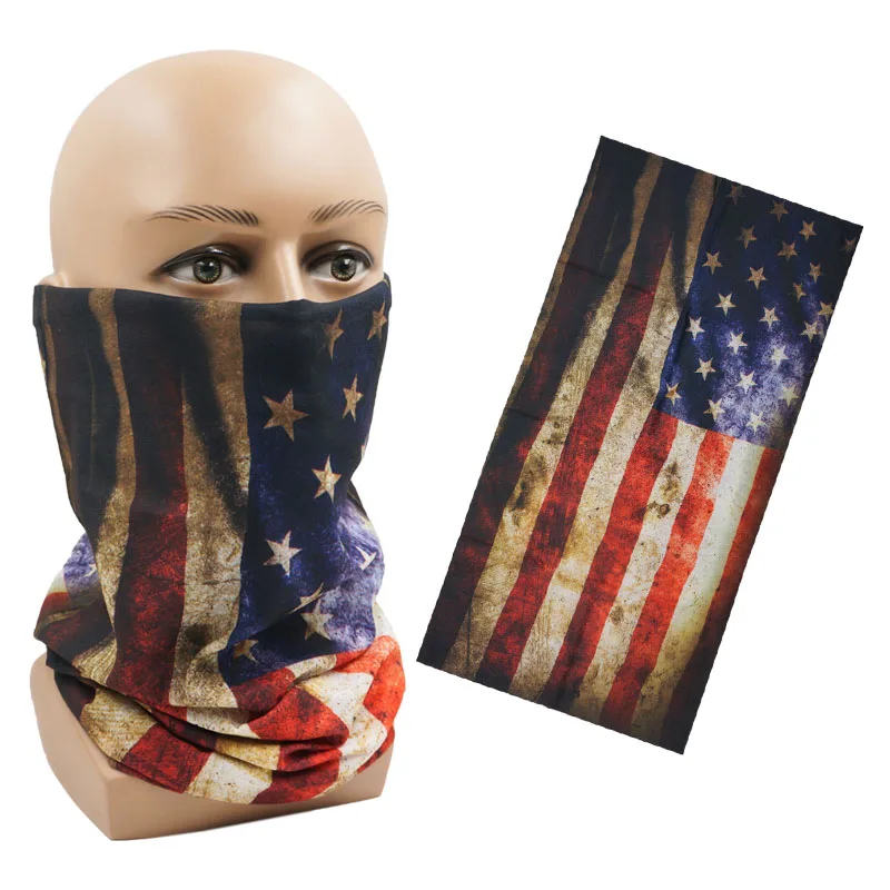 US Stars and Stripes /United States American National Flags Bandanas Face Cover Magic Hiking Headscarves Motorcycle Neck Gaiter