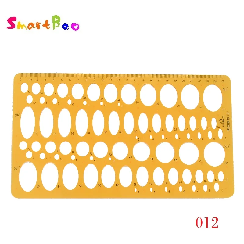 25cm Ellipse Oval Stencil Template Art Design Drawing Aid Tool Including 25 30 35 45 Degree School Math Ruler
