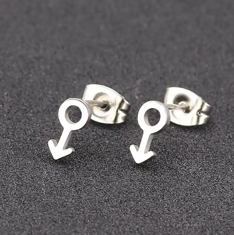 Stainless Steel Punk Gender Symbol Stud Earrings Boy Symbol Earrings For Gay Pride Jewelry Gift Bijoux Minimalist