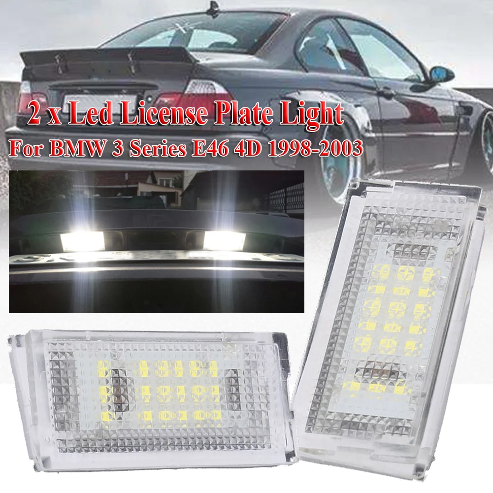 2PCS Dropship Led License Plate Light Led Canbus Auto Tail Light White LED Bulbs For BMW 3er E46 4D 1998-2003 Car Accessories