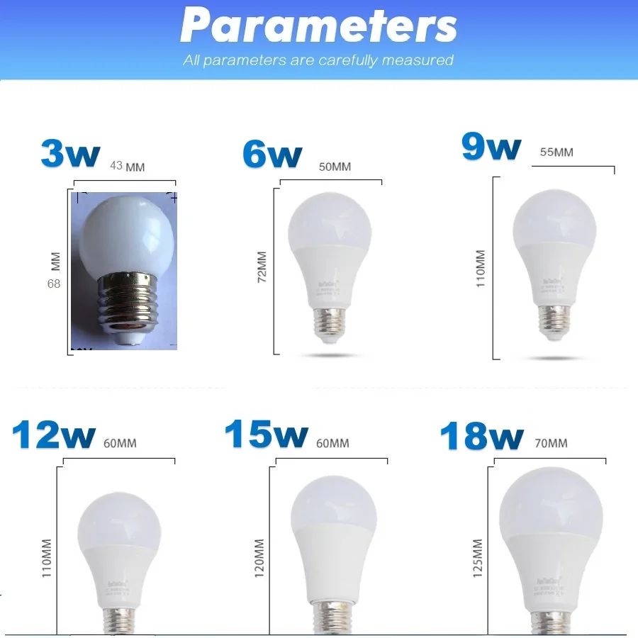 Bombilla LED E27 B22, lámpara de lectura para dormitorio, luz descendente, 3W, 6W, 9W, 12W, 15W, 18W, 110V, 220V, blanco frío y cálido