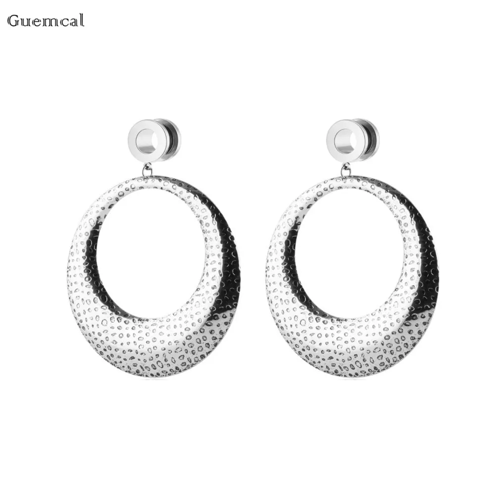 Guemcal 2pcs Hot Sale Stainless Steel Circle Pulley Ear Expander 6mm-25mm Piercing Jewelry