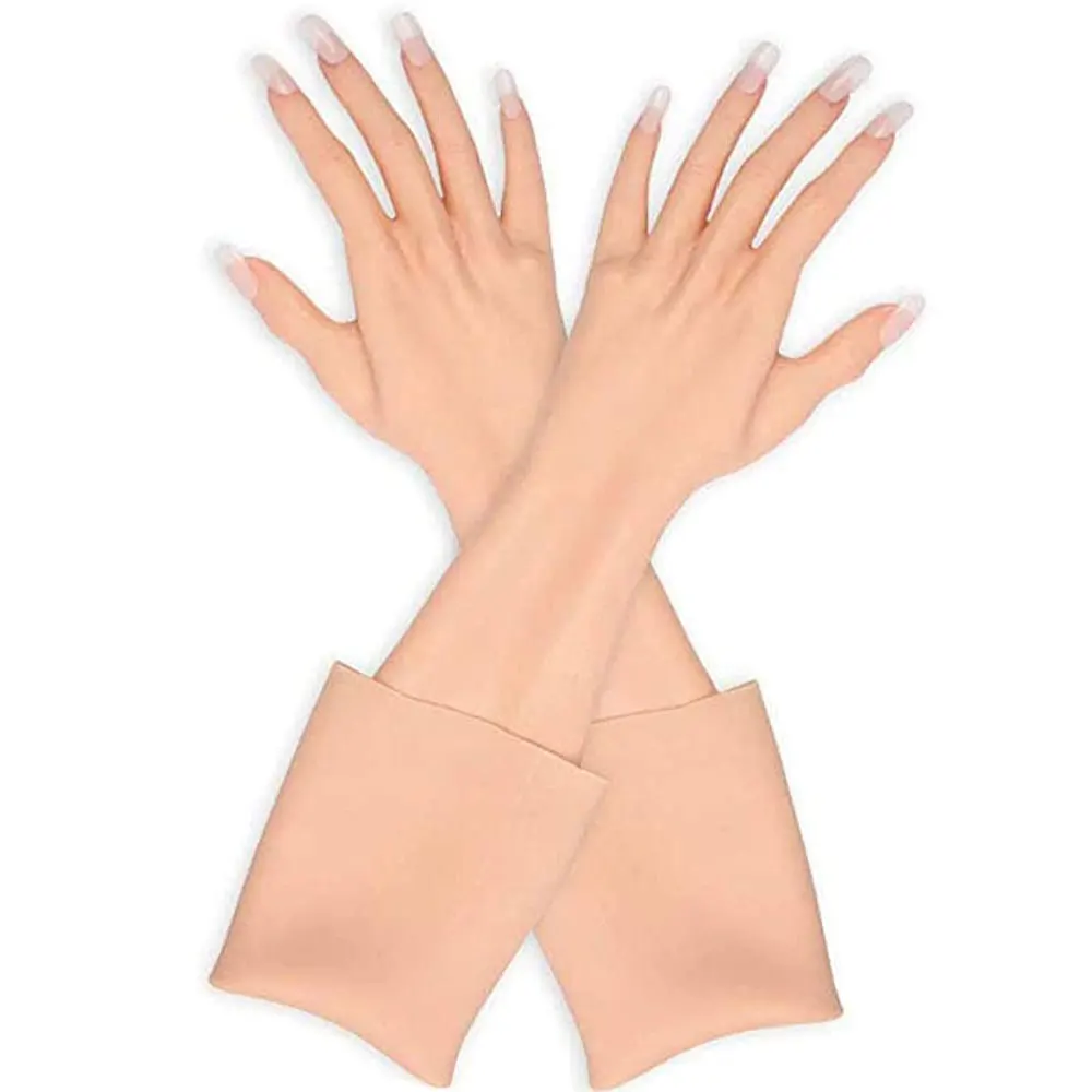 Artificial Skin Female Hand Mannequin Silicone Crossdresser Gloves 1 Pair for Cosplay Corssdress