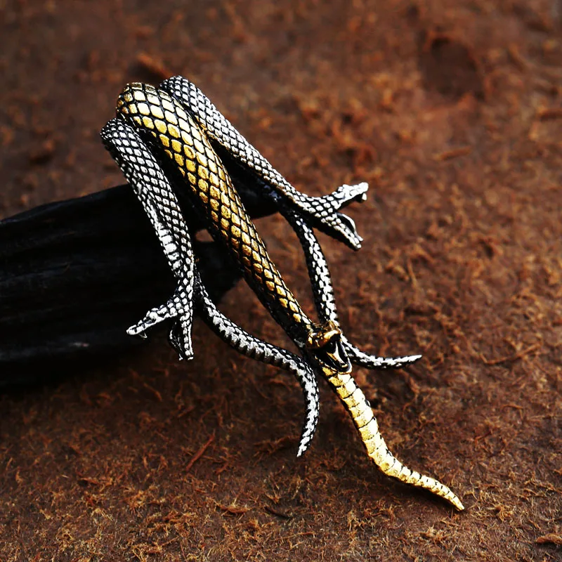 Fashion Vintage Women Men Snake Stainless Steel Pendant Chain Necklace Jewelry BP8-492