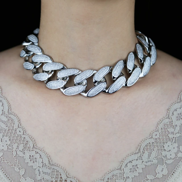 Cuban Link Choker Necklace Women Big Cuban Link Chain Necklace 30mm Big Women Aliexpress