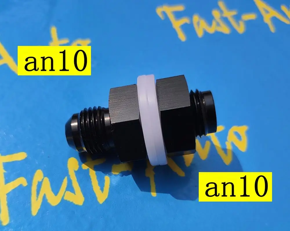 Black 7/8-14unf thread  -10an an10 an-10 to an10 male Fuel Cell Tank Adapter Bulkhead Fitting