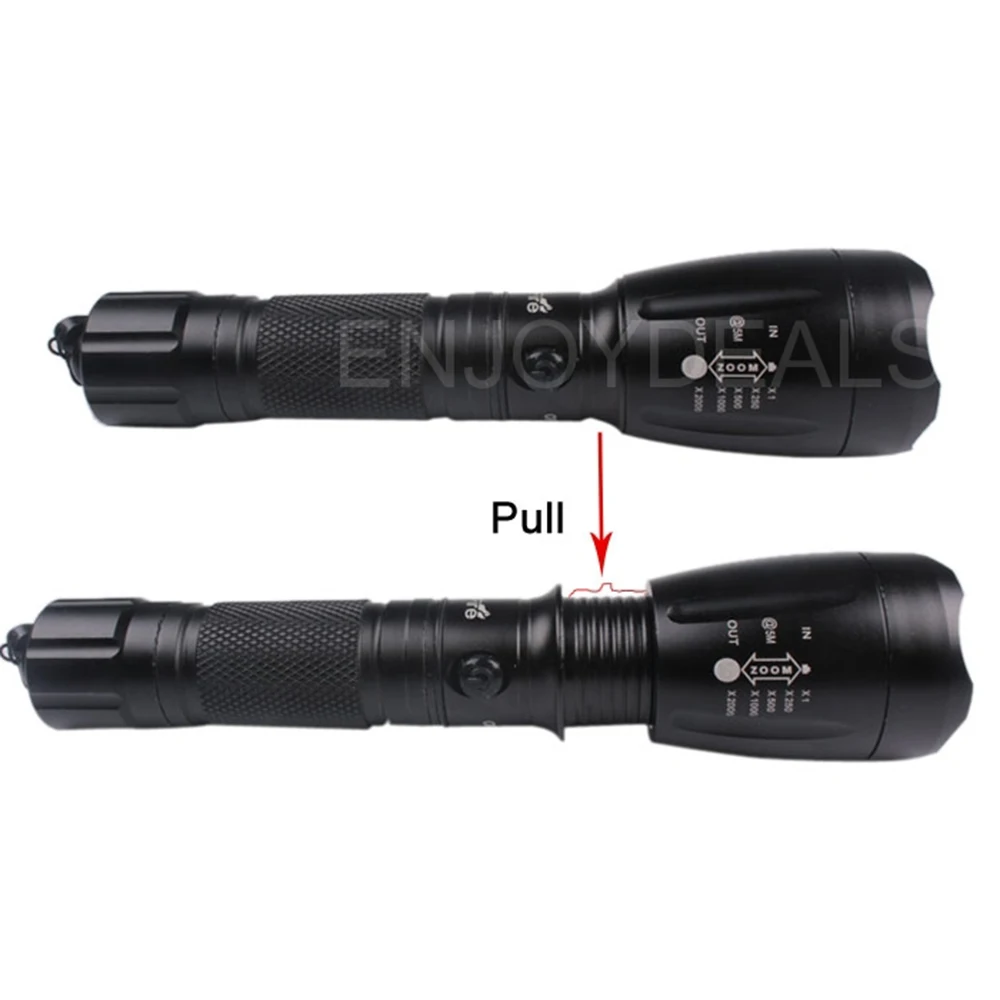 Super Bright 3000 Lumens LED Zoomable 5-Mode Flashlight Torch Zoom Waterproof Lamp for hunting cycling climbing camping