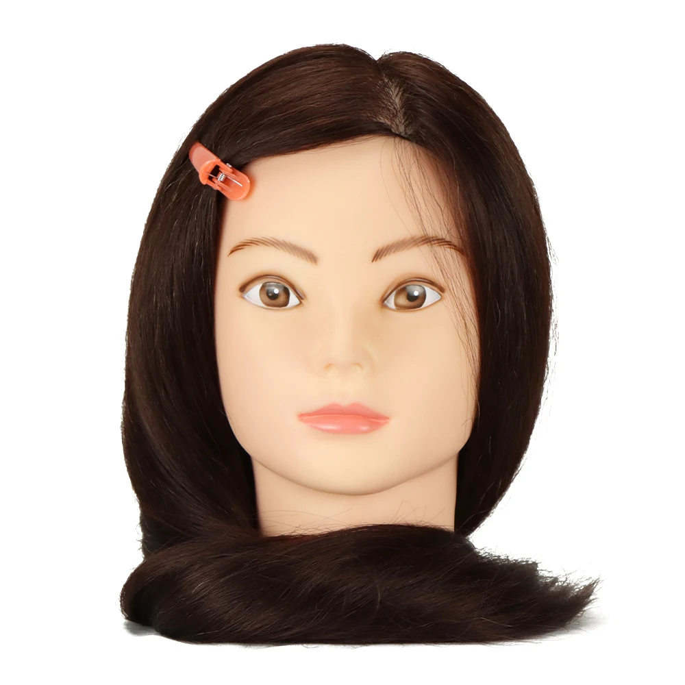 80% Human Hair Mannequin Heads For Hairdresser Practice Hair Styling Training Doll Head Can Practice Curly Hot Iron Straighten