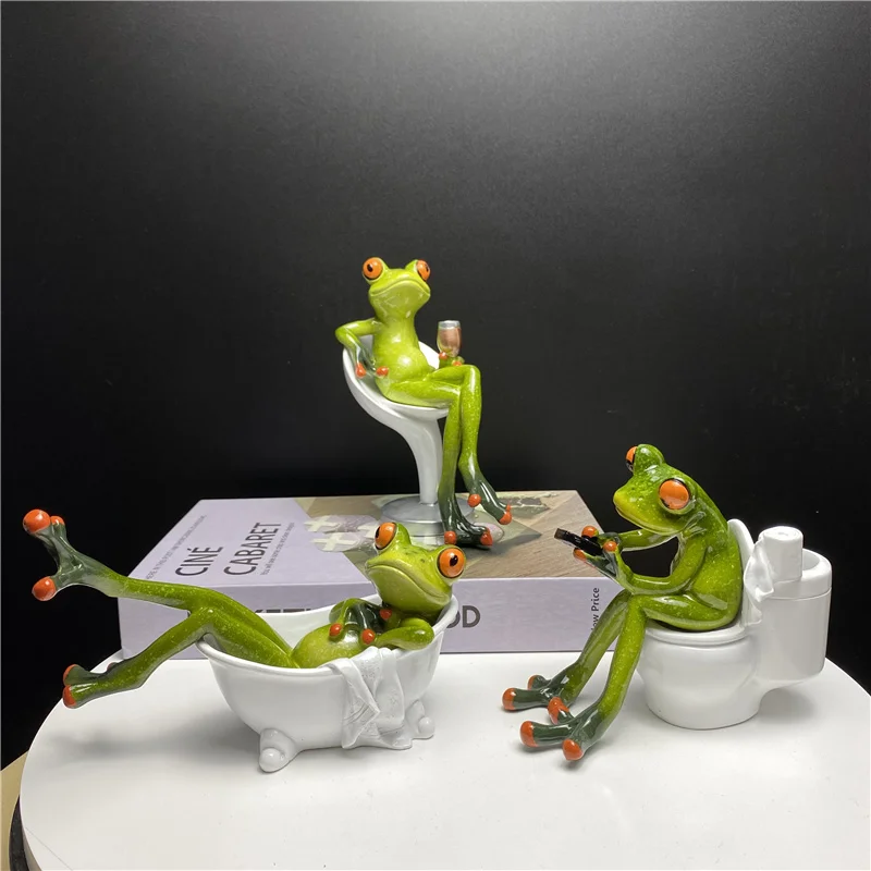 NORTHEUINS Resin Leggy Frog Miniature Figurines Animal Statue Desktop Decoration Souvenirs for Interior Modern Home Decor Loft