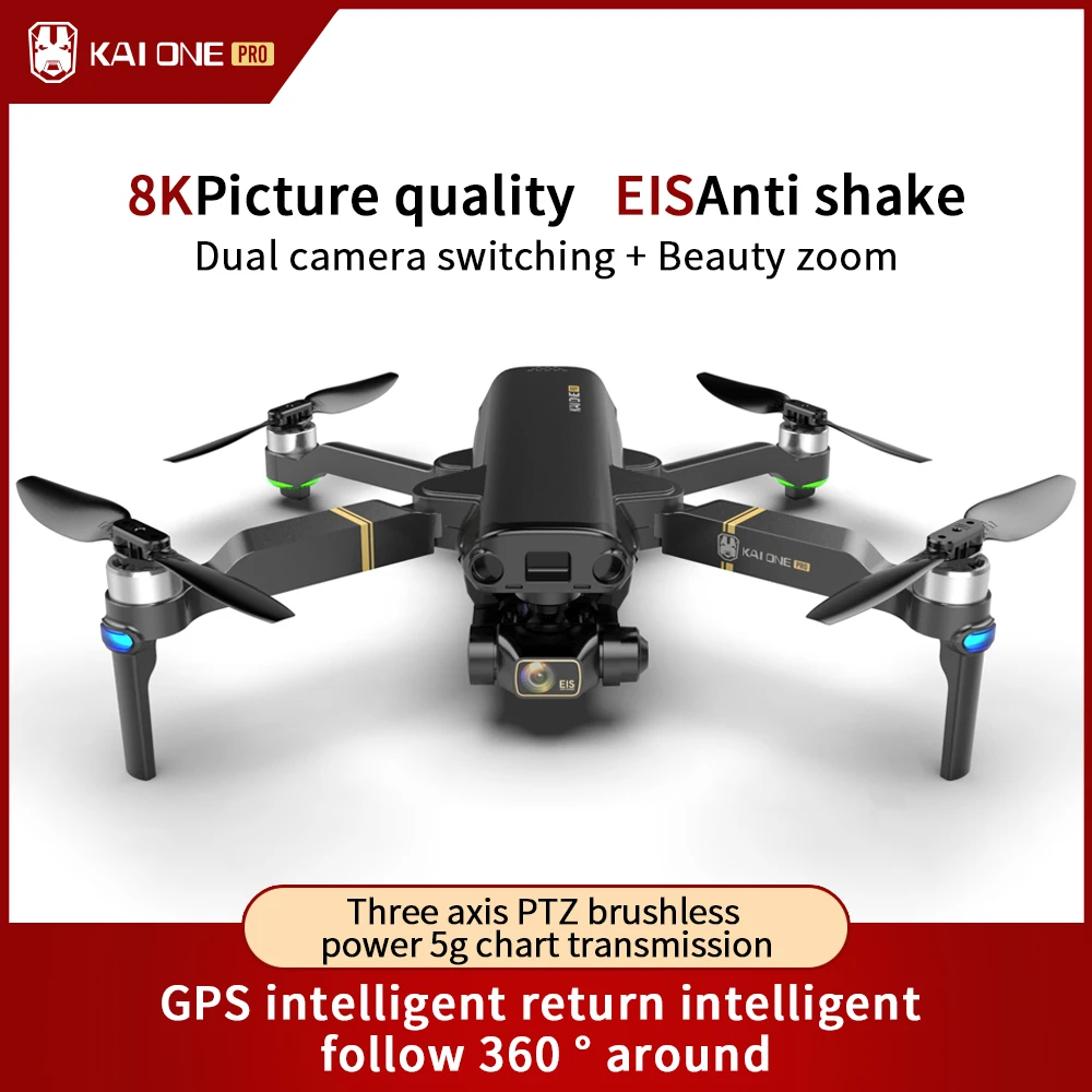 Drone kai one pro 8k hd mecânico, quadricóptero de brinquedo 2021 gimbal com câmera dupla de 3 eixos 5g wifi gps de fotografia aérea profissional