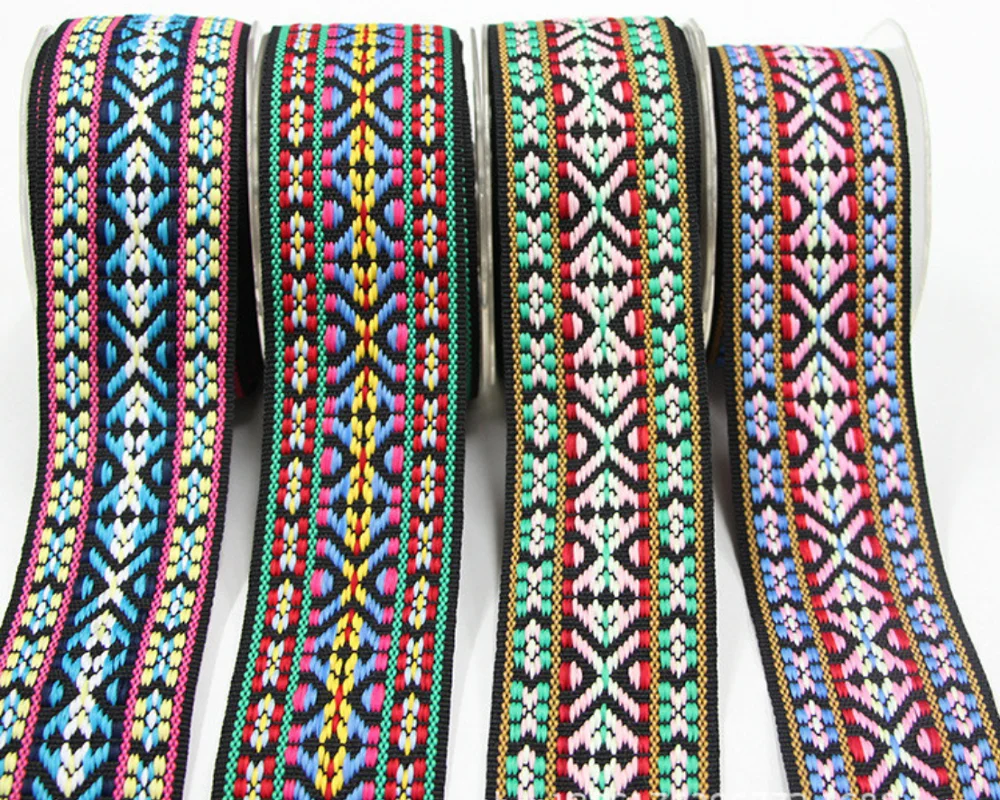 5cm polyester jacquard geometry pattern webbing,folk ribbon,ethnic ribbon,bag accessories,apparel accessories webbing.