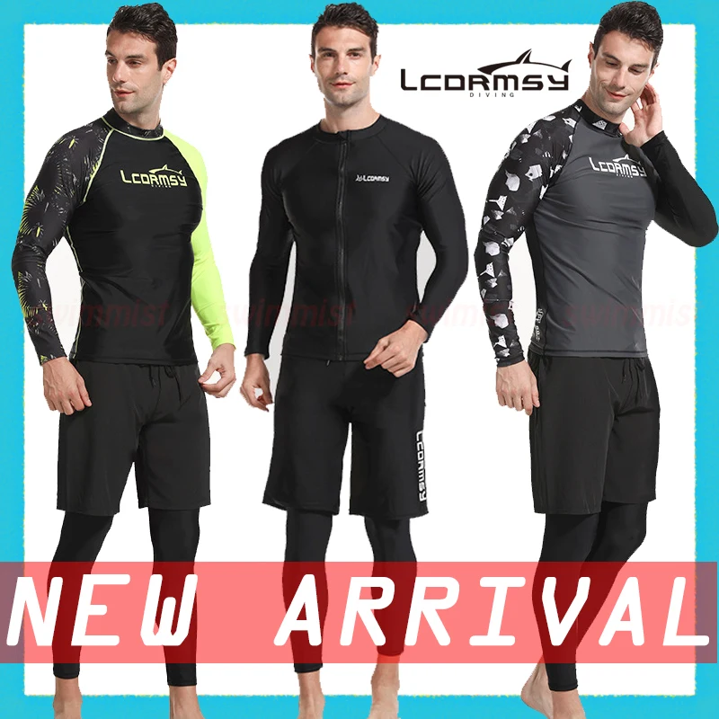 LCDRMSY MEN'S RASH GUARDS BEACH LONG SLEEVES SURF SWIMMING TOP SHIRT PANT SHORTS SET WATER SPORTS WETSUITS QUICK-DRYING UPF 50+