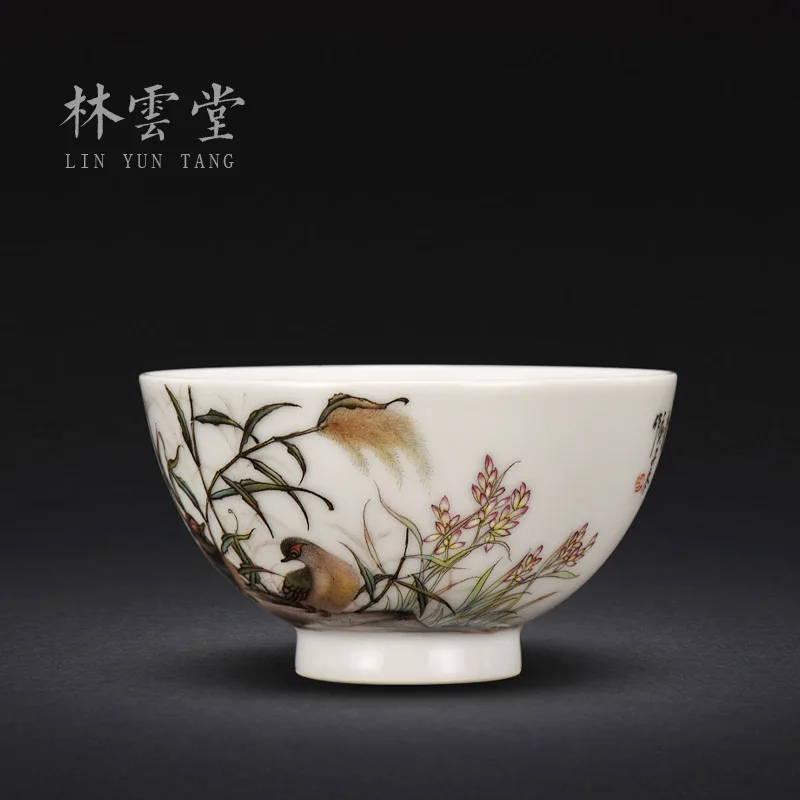 peony yuanyang wall or master cup of jingdezhen manual painting of flowers and single cup name a cup of tea