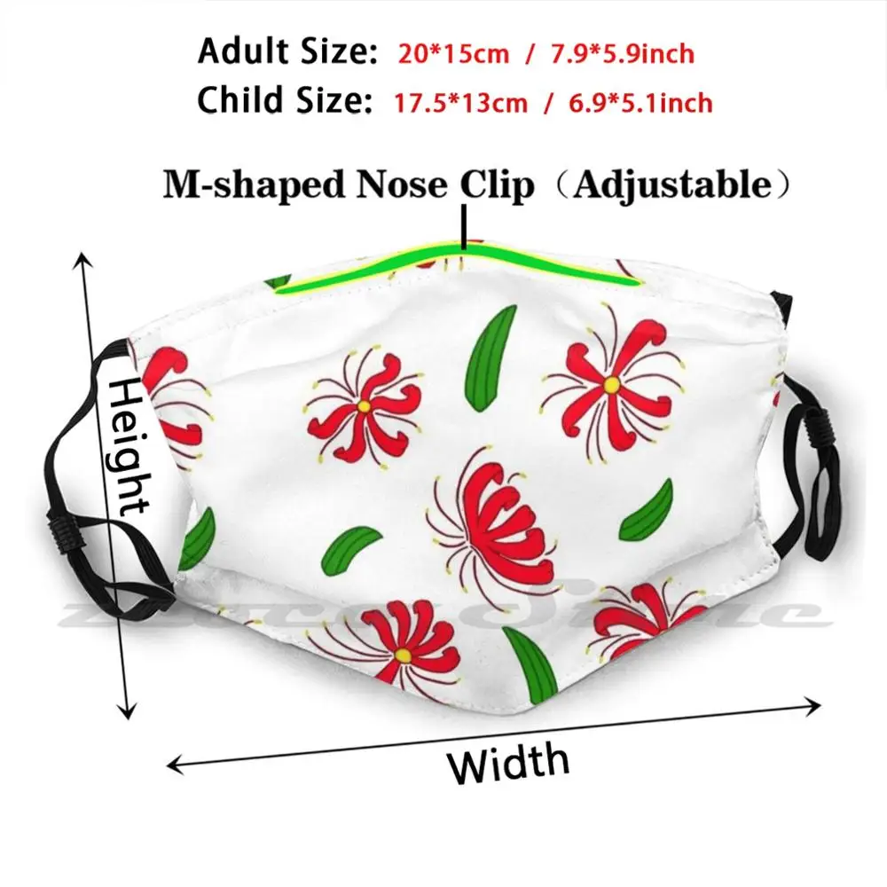 Red Spider Lily Flower-White Custom Pattern Washable Filter Pm2.5 Adult Kids Mask Red Spider Lily Flower