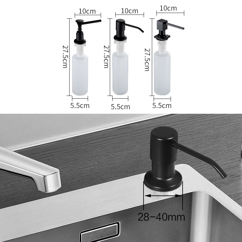 Kitchen Soap Dispensers Square Pump Black Finished Soap Dispensers for Kitchen Built in Counter top Dispenser MLF605