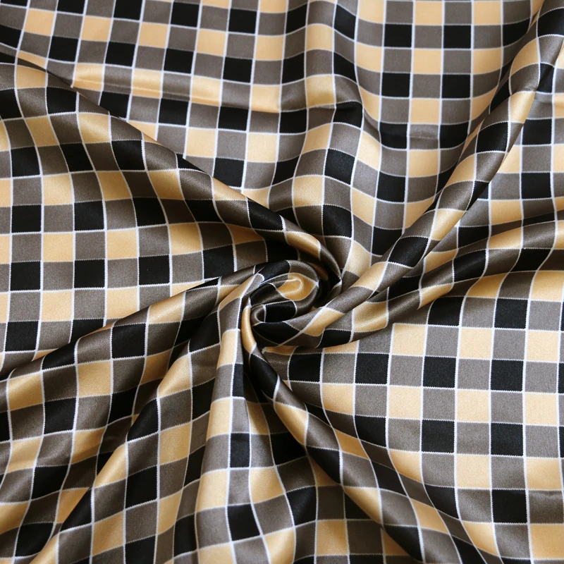 1 meter X 1.48 meter Plaid Satin Fabric Lining Dolls Diy Handmade Scarf Material Checks