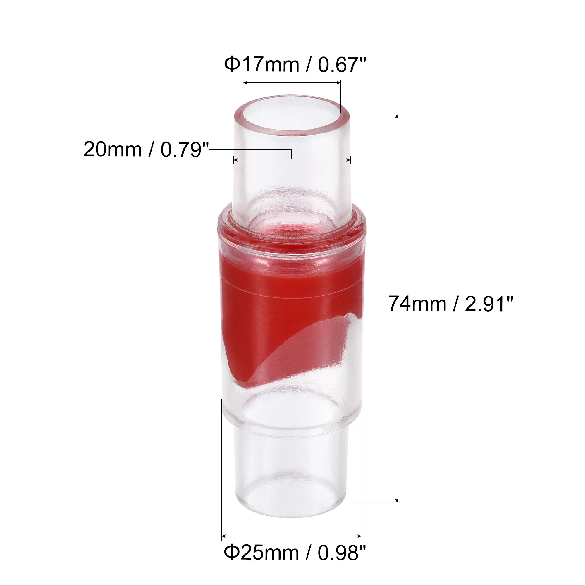 UXCELL Non Return One Way Check Valve 20mm 28mm Dia GPPS Plastic One Way Inline Hose Connector Red Clear for Water Tank Pump