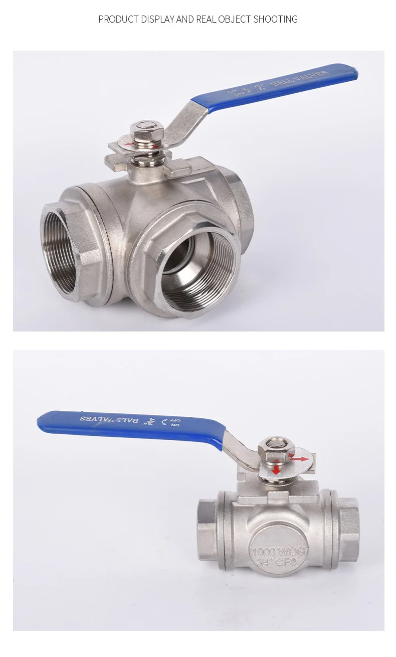 Magnetventil 1/2' 3/4' 1' 1-1/4‘ 1-1/2” Three Way 304 Stainless Steel BSP Thread Ball Valve T-type L-type DN32 Ball Valve Wasser und Dampf — Detail 3