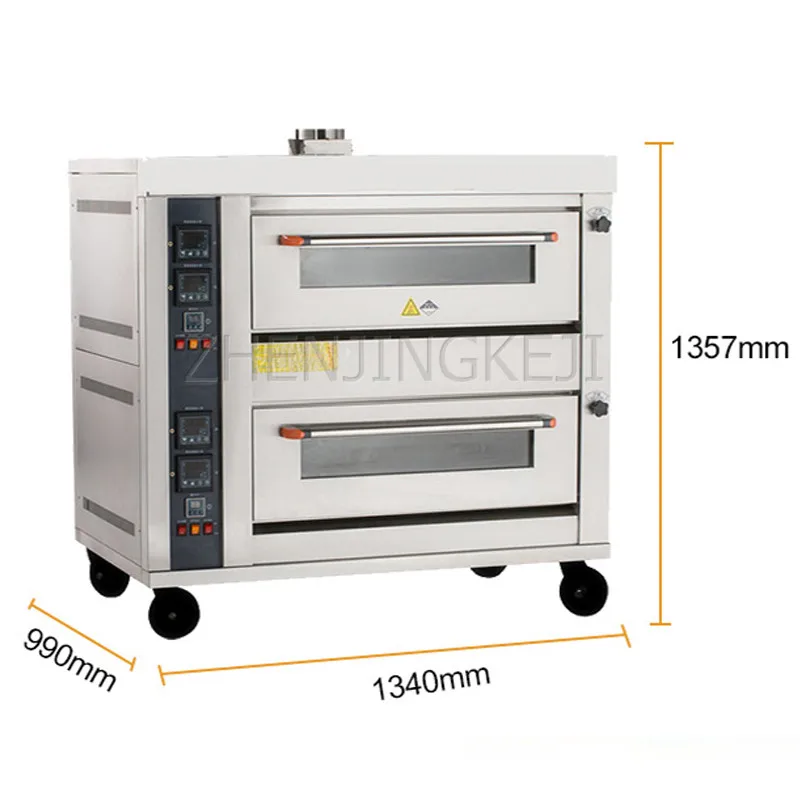 Two Layers Four Plates Gas Oven 220V Commercial Large Scale Layered Pizza Bread Cake Bun Baking Dessert Store Cooking Appliances