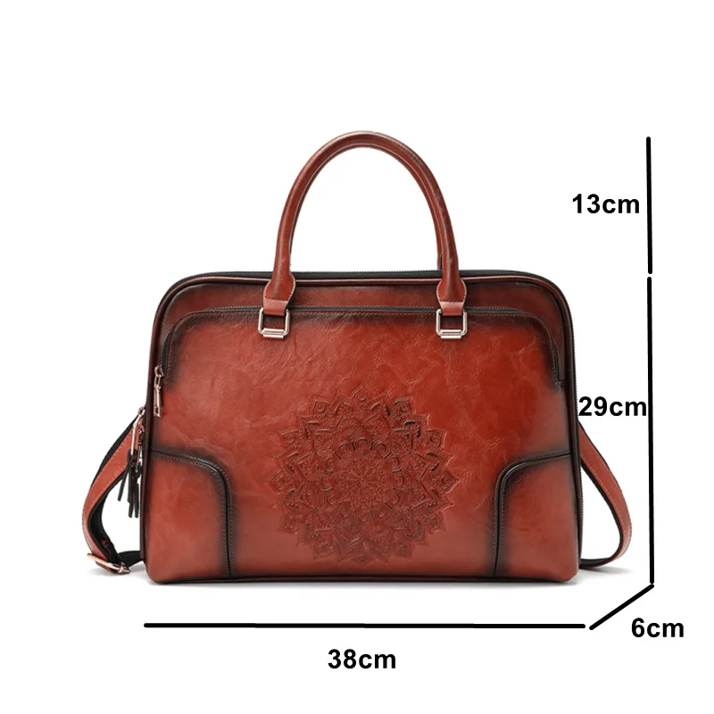 Imagem -05 - Bolsa de Ombro de Couro Retro para Mulheres Maleta Portátil em Relevo Bolsas Femininas 14 em Fit para Macbook hp Dell Senhoras Alta Qualidade Novo