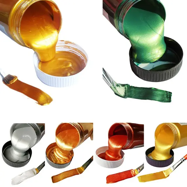 100ml wodoodporny metaliczny kolor pigment złota farba akrylowa gipsowe zabawki rzeźba kolorowanie DIY malowanie tekstyliów Graffiti barwnik