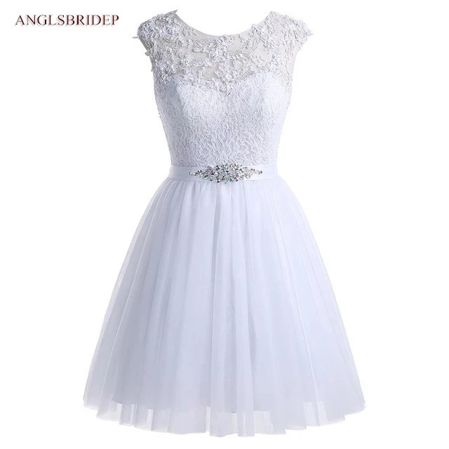 ANGELSBRIDEP Scoop Short Homecoming Dresses Vestidos De Festa Waist Bead Appliques Junior Graduation Formal Party Gowns Hot Sale