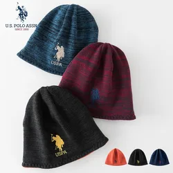 Us Polo Assn Men's And Women's Double-sided Warm Knitted Hat Autumn And Winter Fashion All-match Earmuff Head Woolen Hat